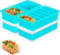 4-Pack Silicone Freezer Trays with Lid - Portioned Meal Prep Made Easy