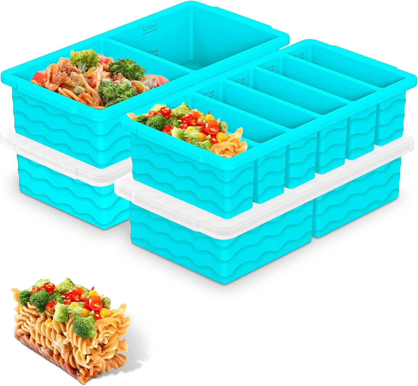 4-Pack Silicone Freezer Trays for Meal Prep and Soup Storage
