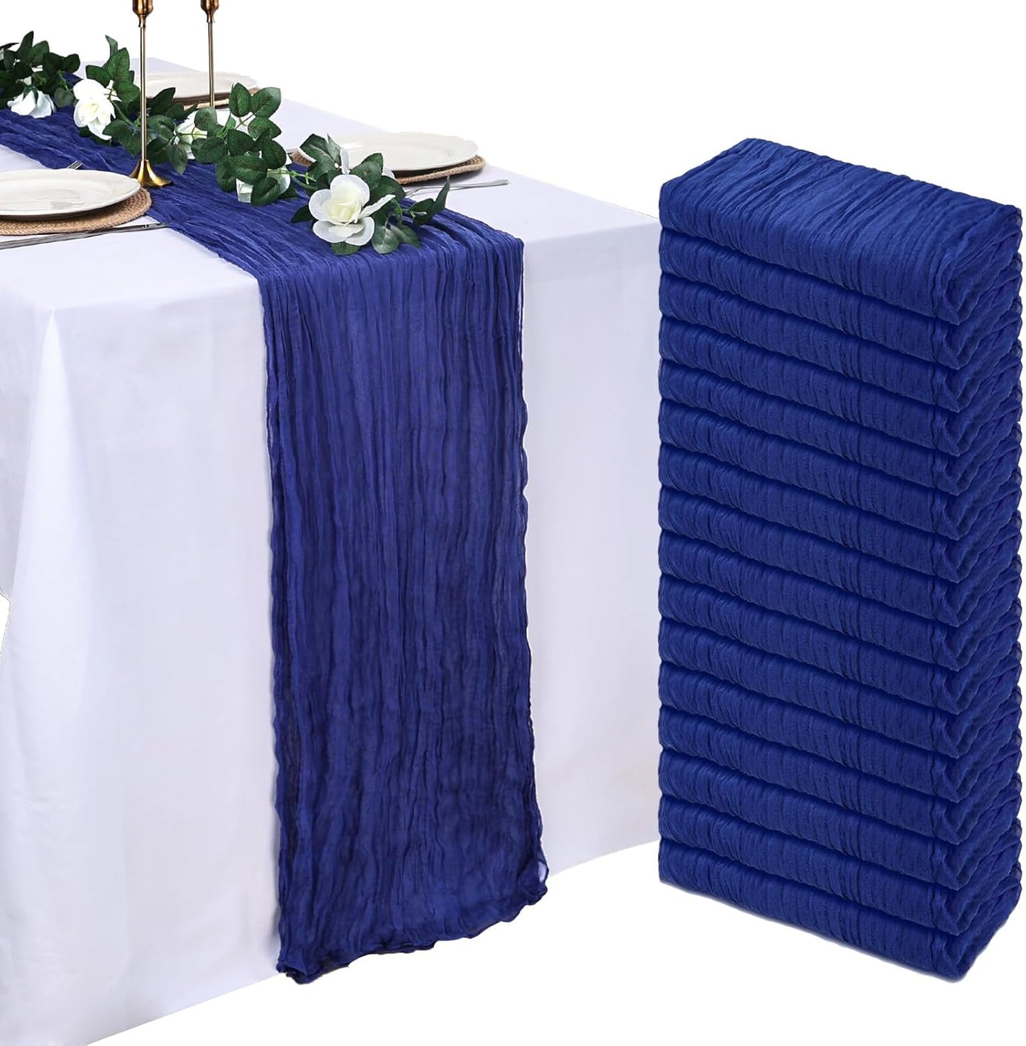 16 Pack Royal Blue Cheesecloth Table Runner for Elegant Events