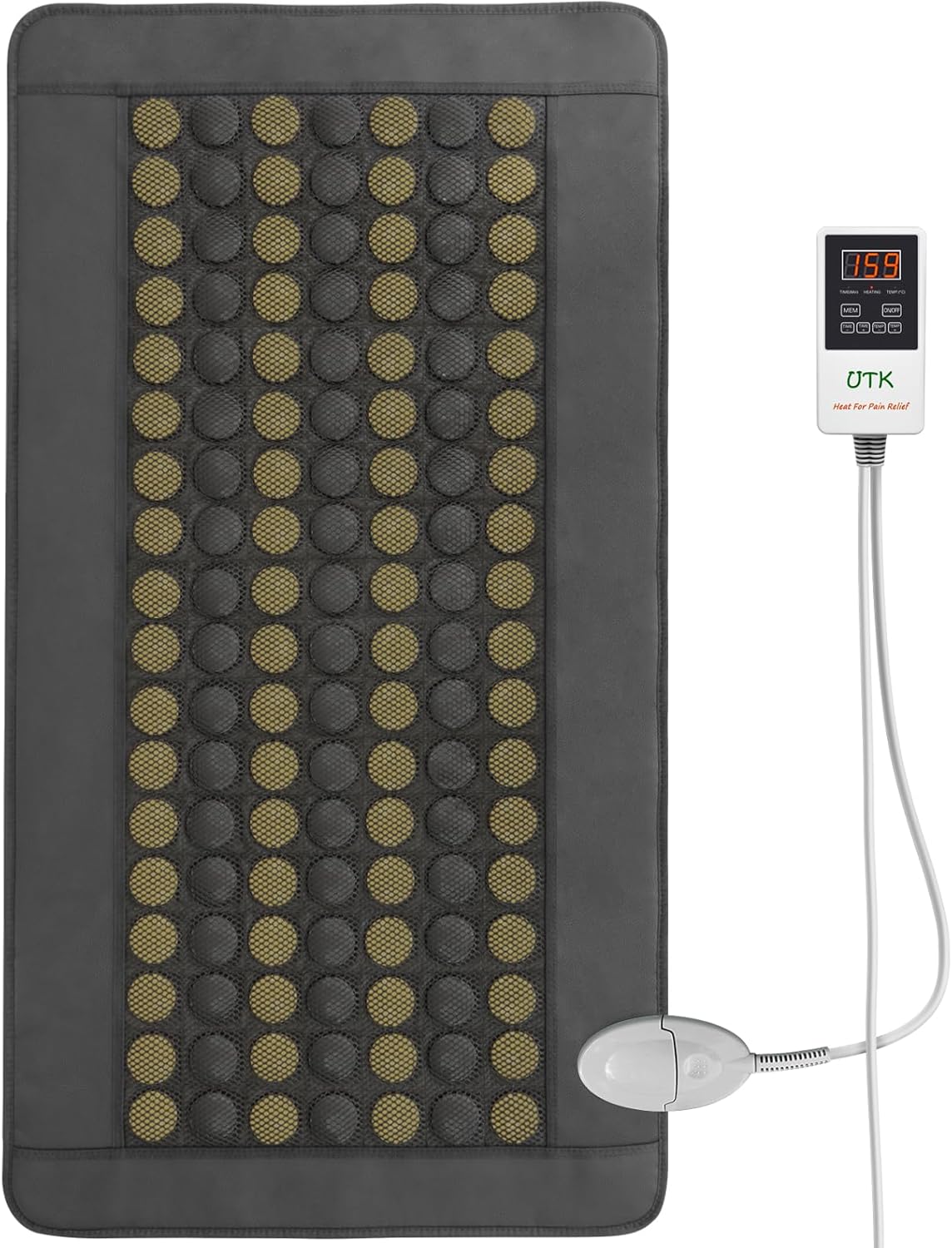 UTK XXL Heating Pad 21''x39'', Far Infrared 126 Stones, Muscle-Penetrating Heat, Auto-Off, Carry Bag