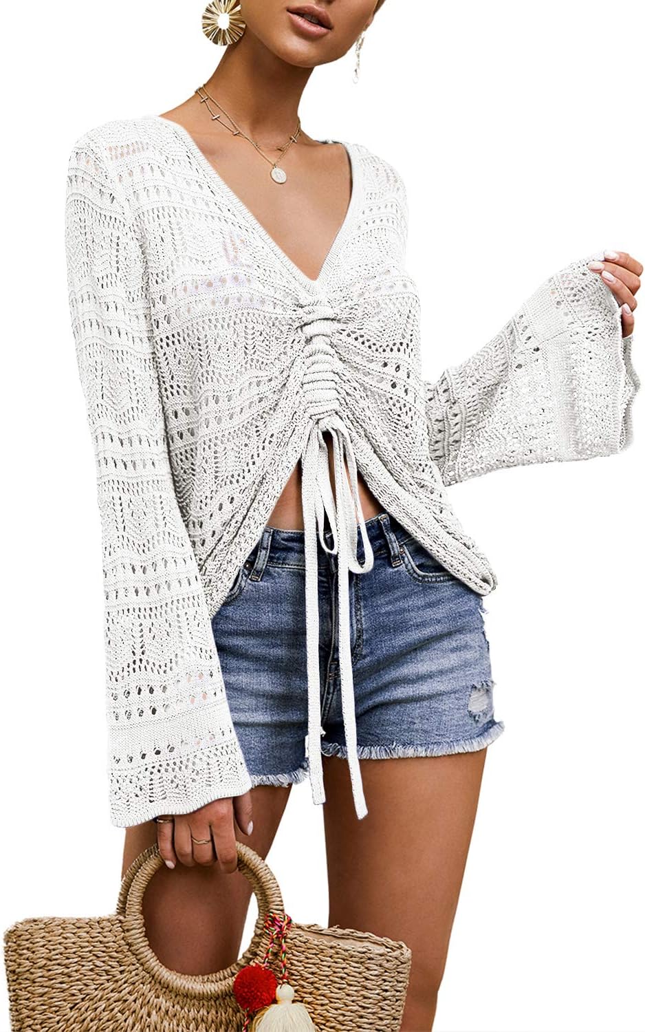 Boho Off Shoulder Sheer Crop Tops for Trendy Summer Style