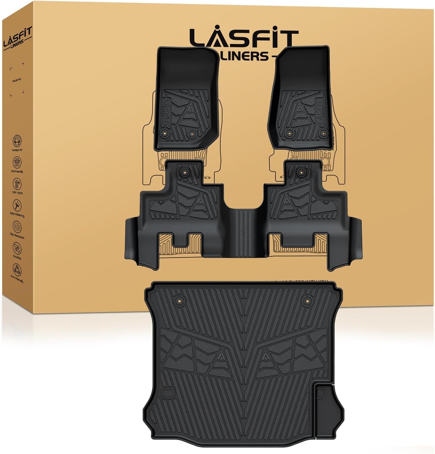 Custom Fit LASFIT Floor Mats for Jeep Wrangler JK 2014-2018