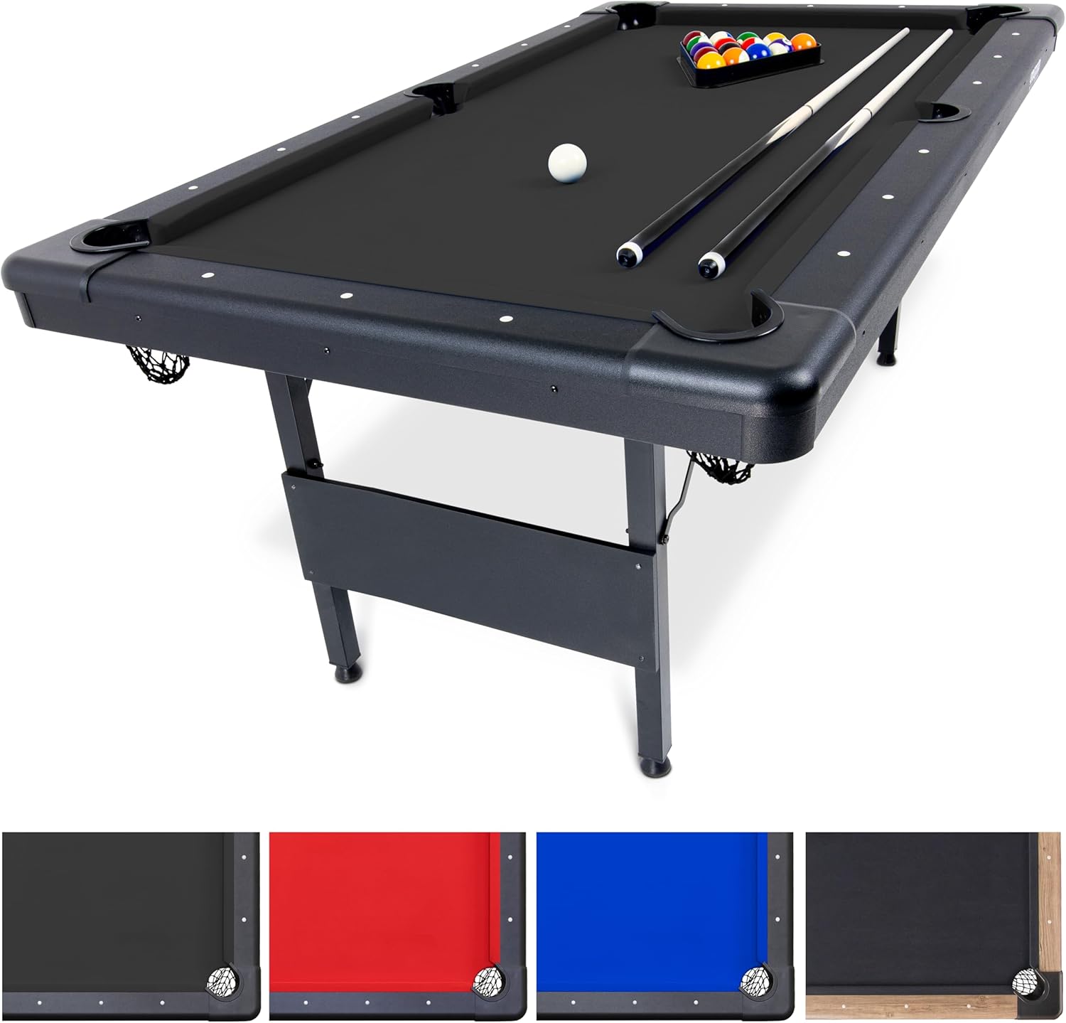 GoSports Portable Pool Table - No Assembly Required, Choose Color