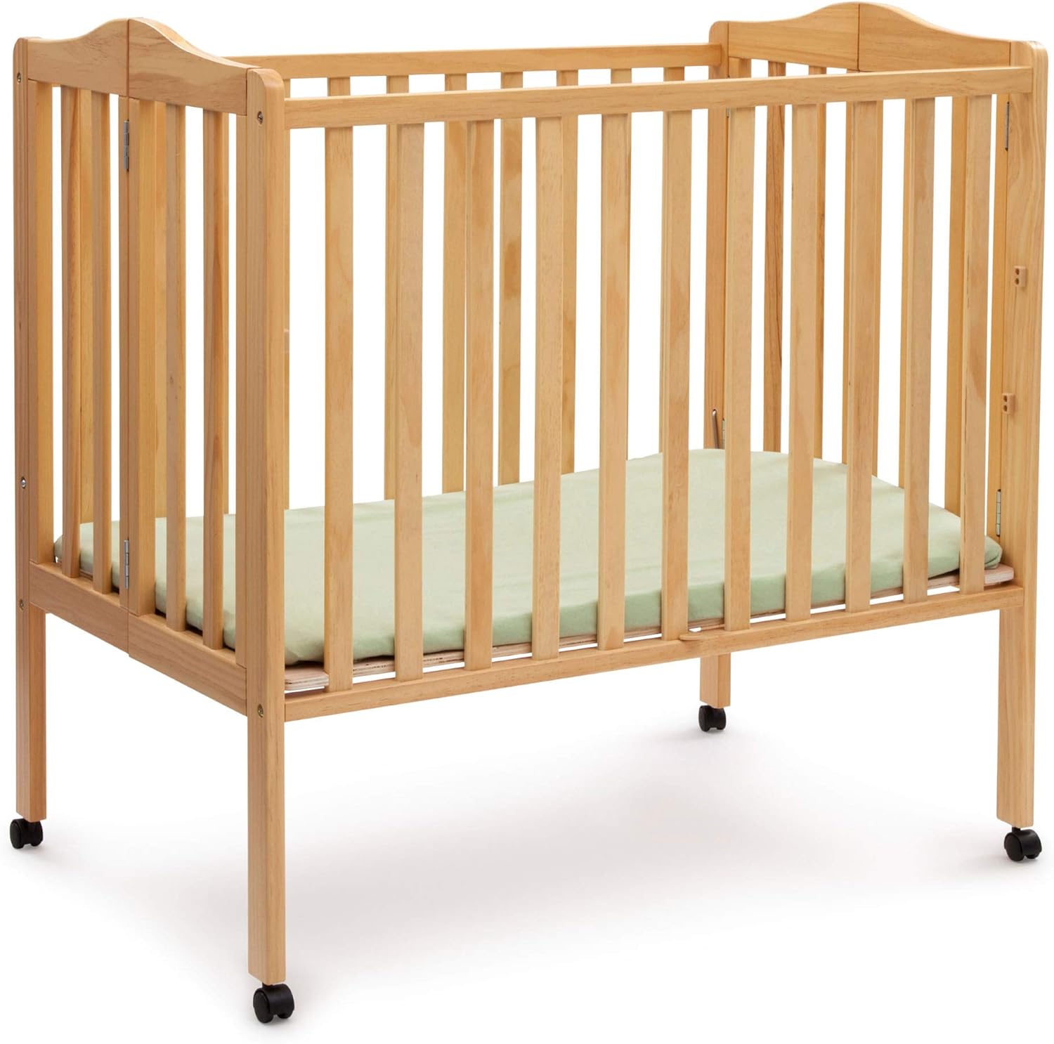 Delta Children Folding Portable Mini Baby Crib for Small Spaces