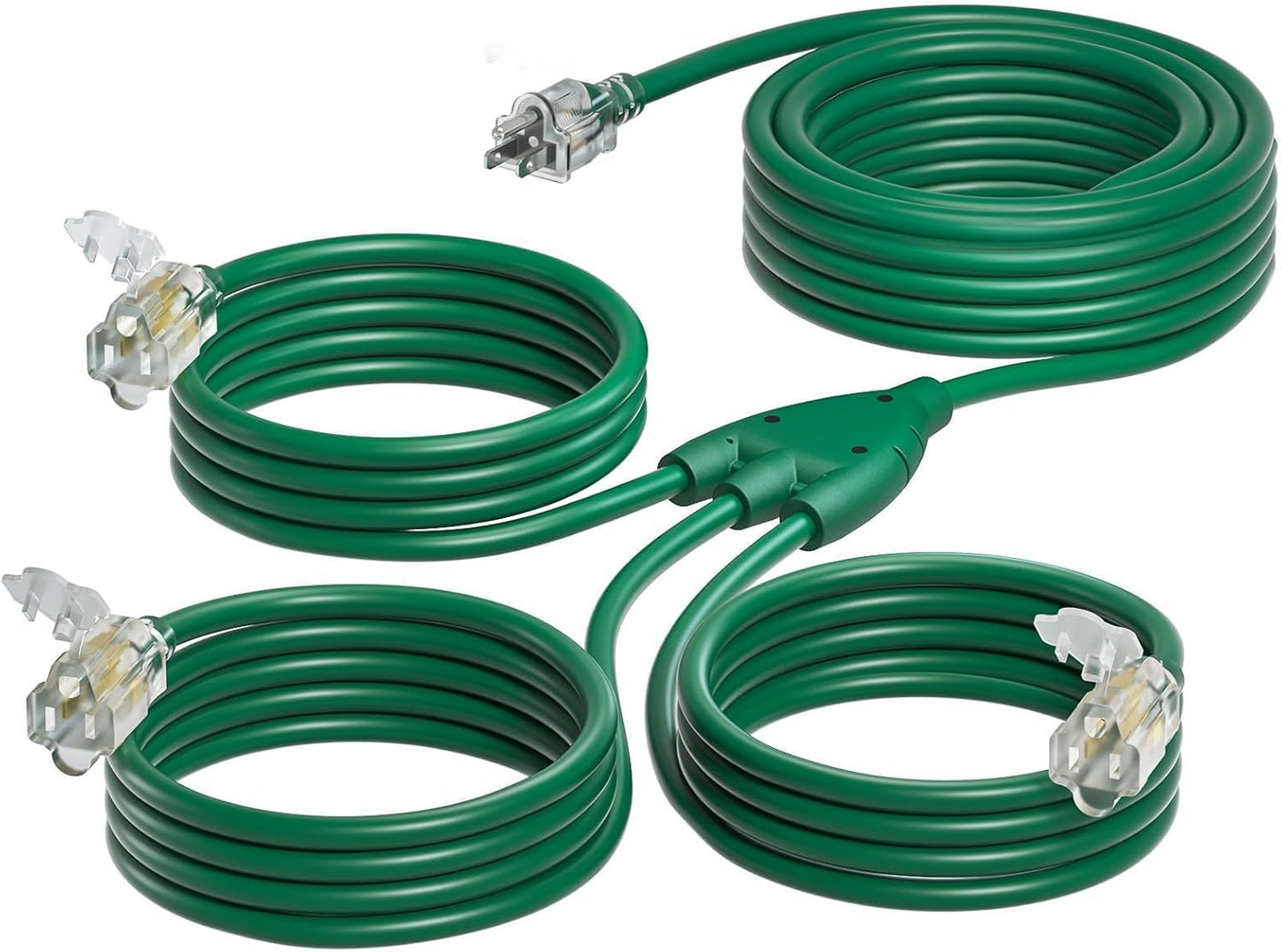 27FT Outdoor Extension Cord with Multiple Outlets for Holidays