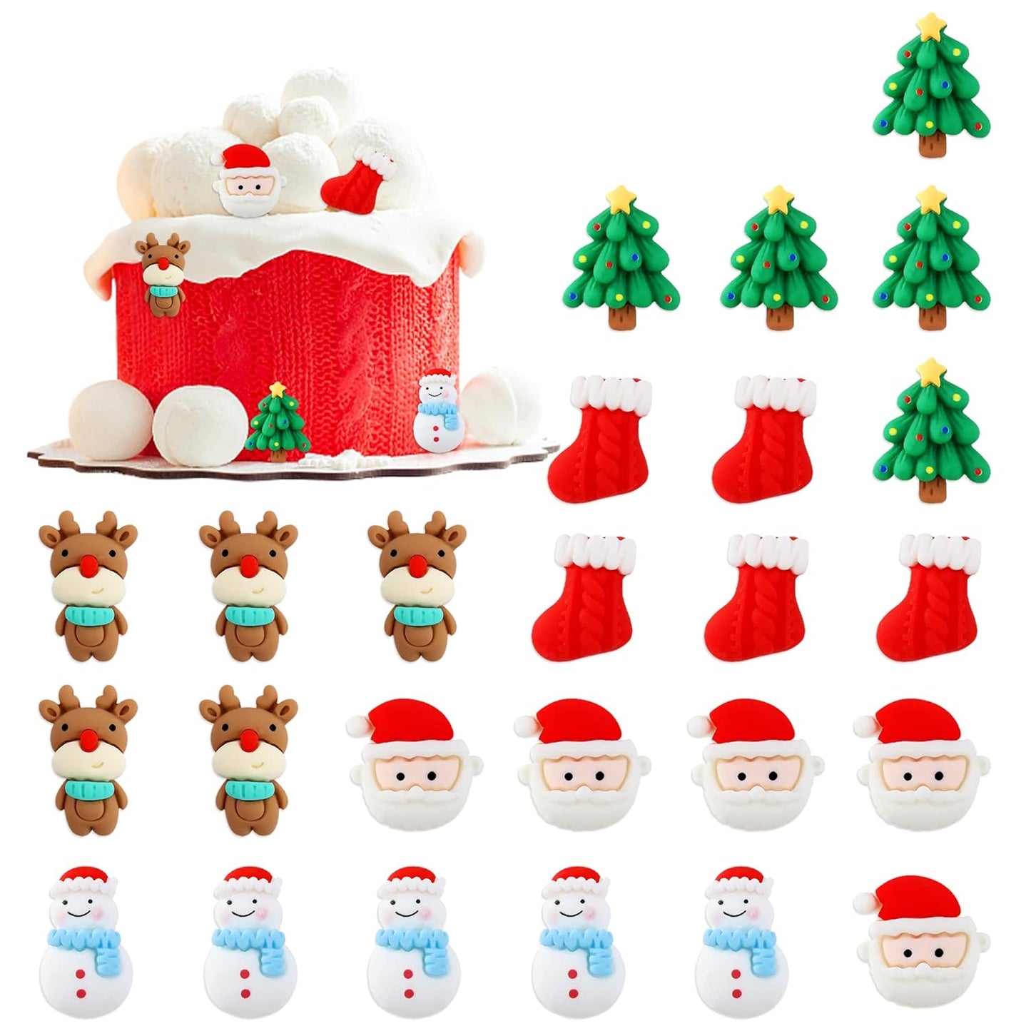Christmas-themed Resin Cupcake Toppers 25-Pack by Ercadio!