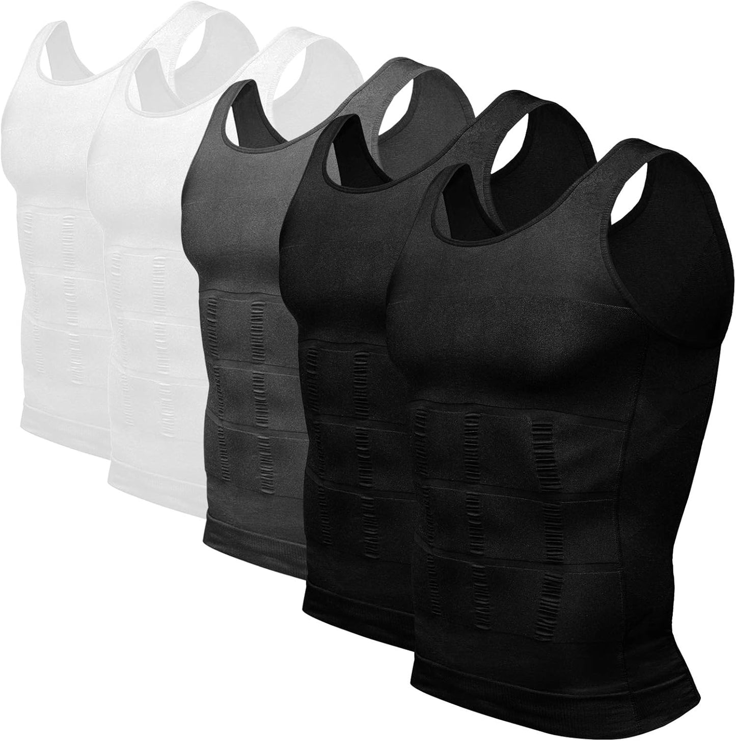 Odoland Mens Slimming Tummy Vest Compression Shirt 5 Pack