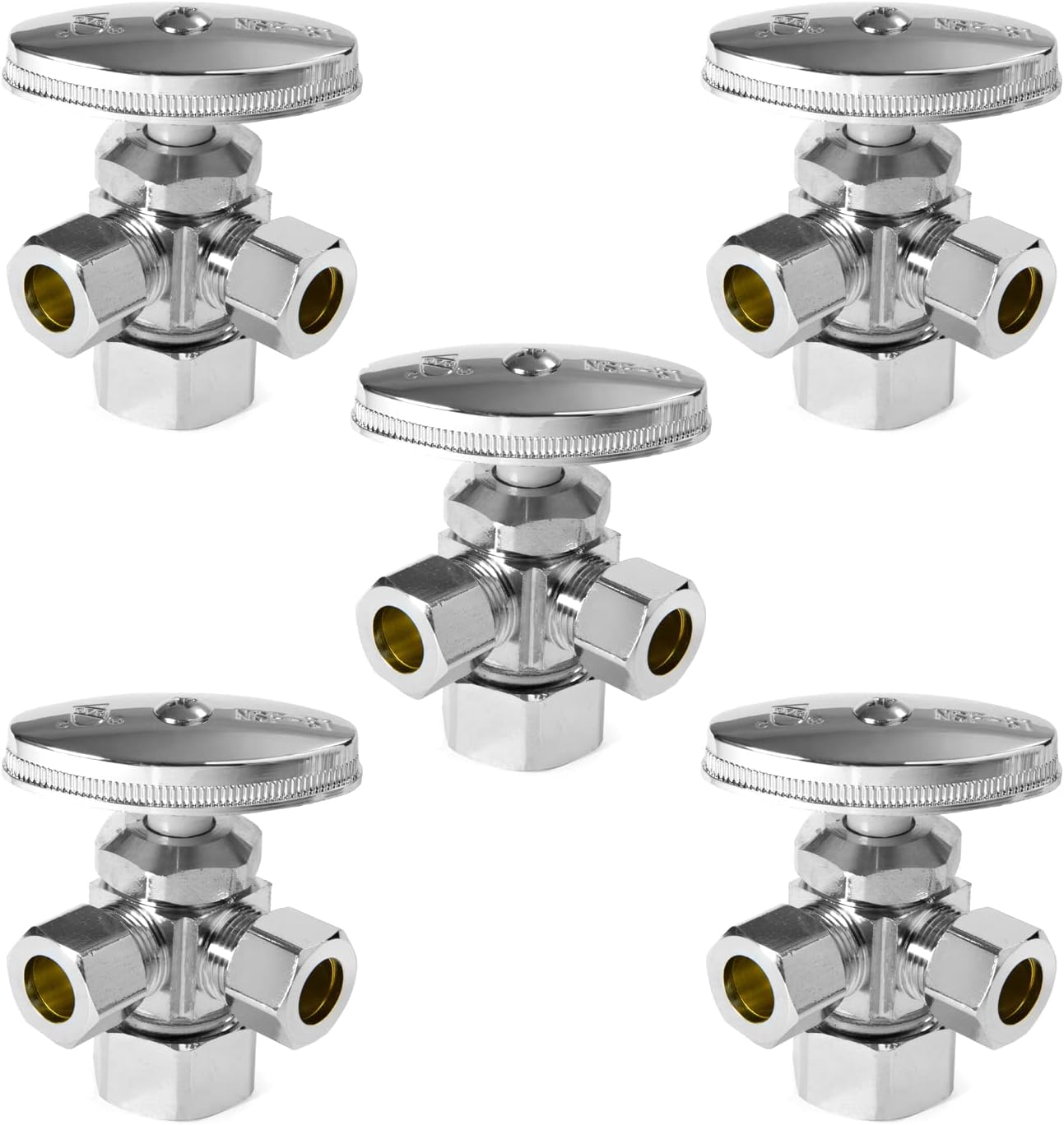 EFIELD Dual Compression Outlet Angle Stop Valve Pack of 5 for Plumbing