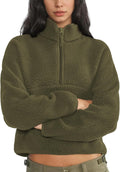 Womens Sherpa Fleece Half Zip Pullover - Cropped Warm Layer