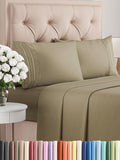Cal King Size 4 Piece Sheet Set Khaki - Cooling, Deep Pocket Fit