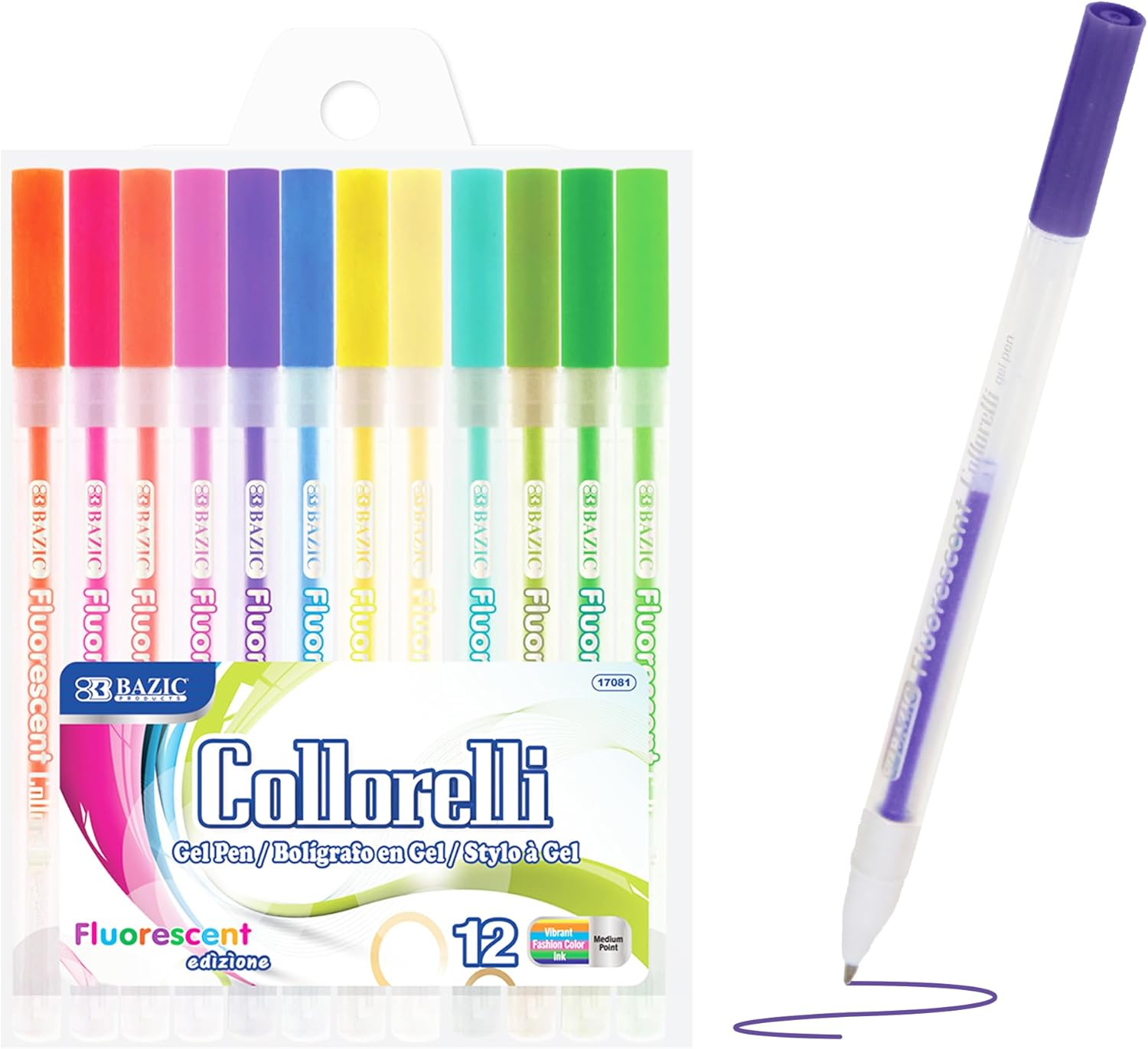 Collorelli Gel Pens 0.8mm Neon Color for Smooth Writing Fun