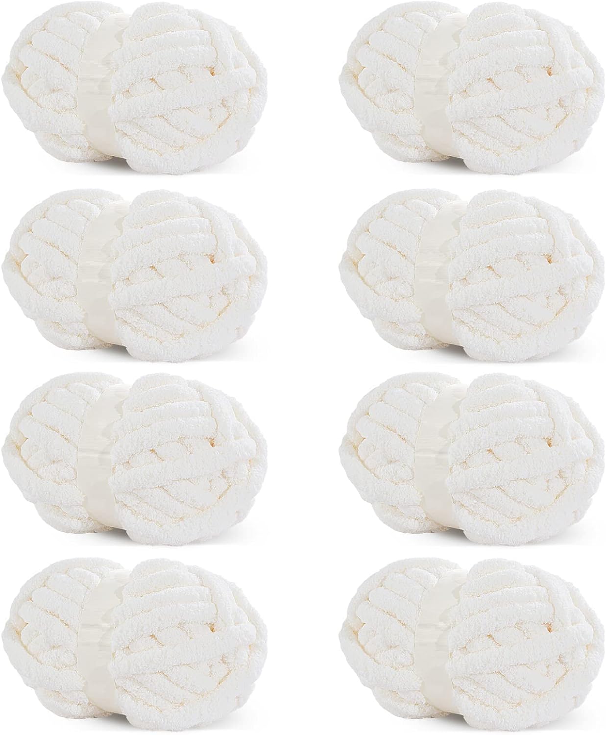 HOMBYS White Chunky Chenille Yarn for Cozy Knitting Projects