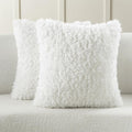 FUTEI Cream White Faux Wool Throw Pillow Covers 22x22 in - Soft