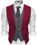 Men's Layered Suit Vest Slim Fit Polyester Waistcoat - Formal Look