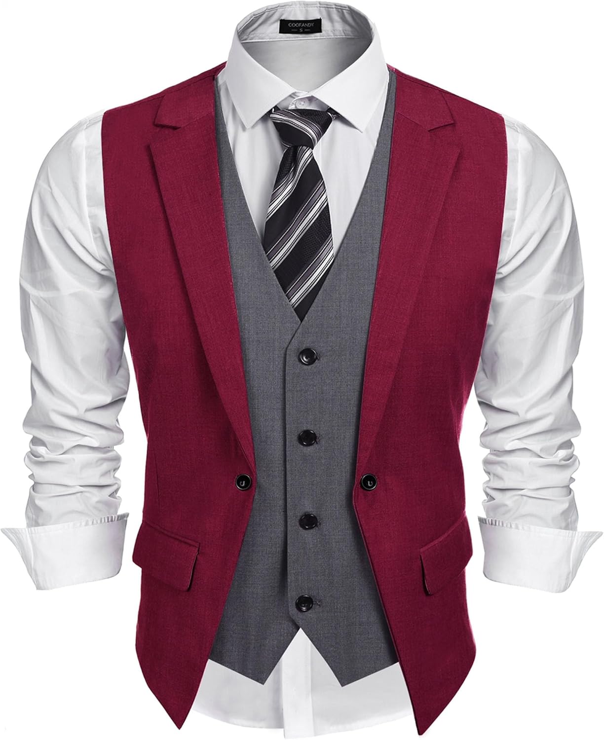 COOFANDY Men's Layered Suit Vest for Formal and Casual Wear