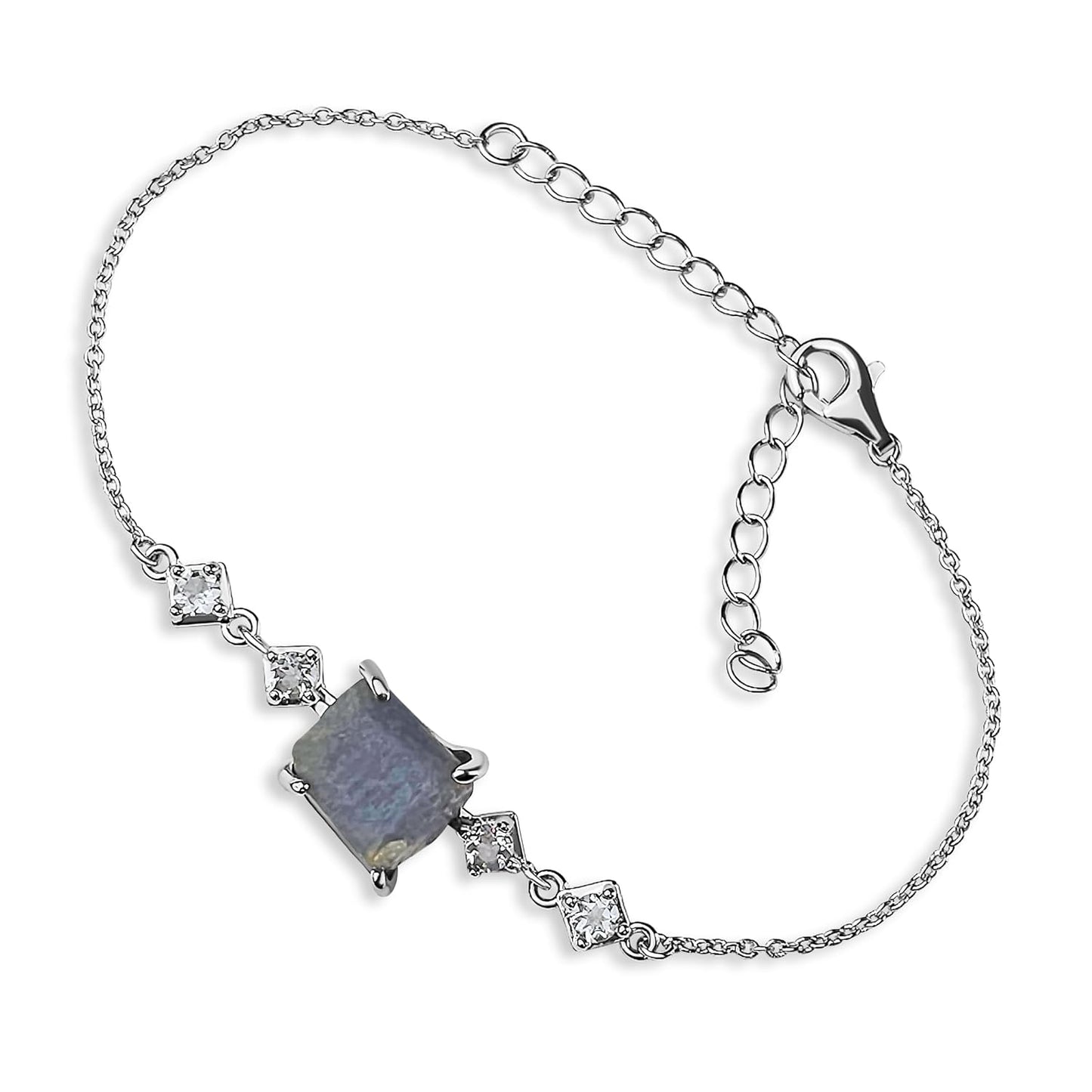 Raw Blue Sapphire Chain Bracelet for September Birthstone Gift