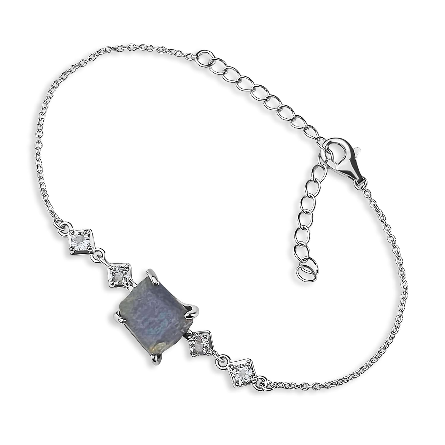Raw Blue Sapphire Chain Bracelet for September Birthstone Gift
