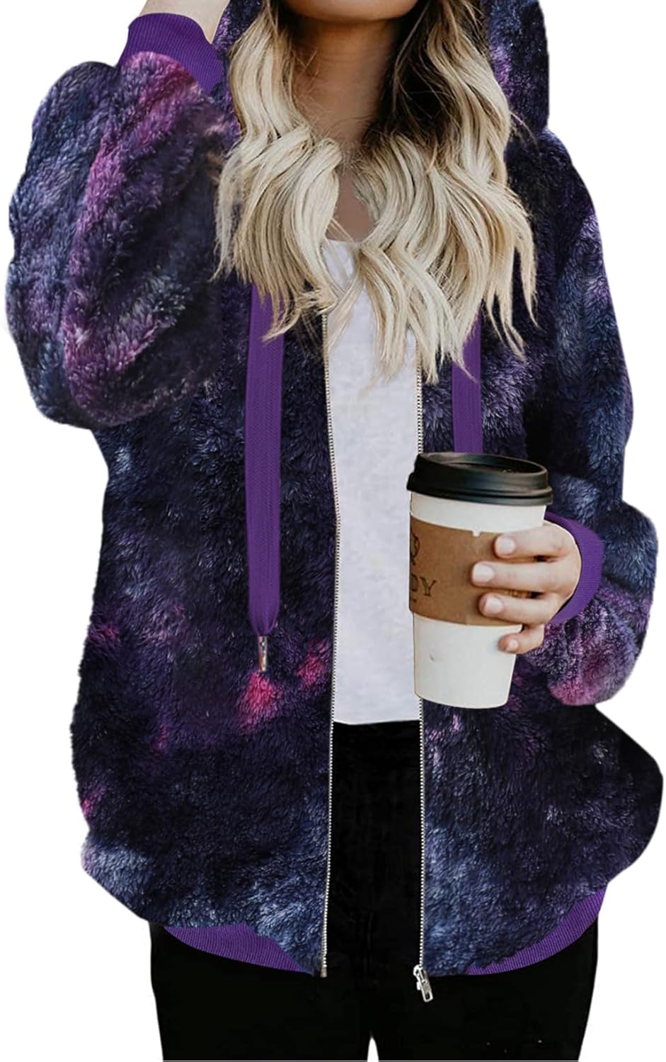 Nirovien Womens Sherpa Jacket Cozy Zip Up Fleece Hoodie