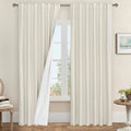 LAMIT Ivory 100% Blackout Linen Curtains, 84 in - Room Darkening