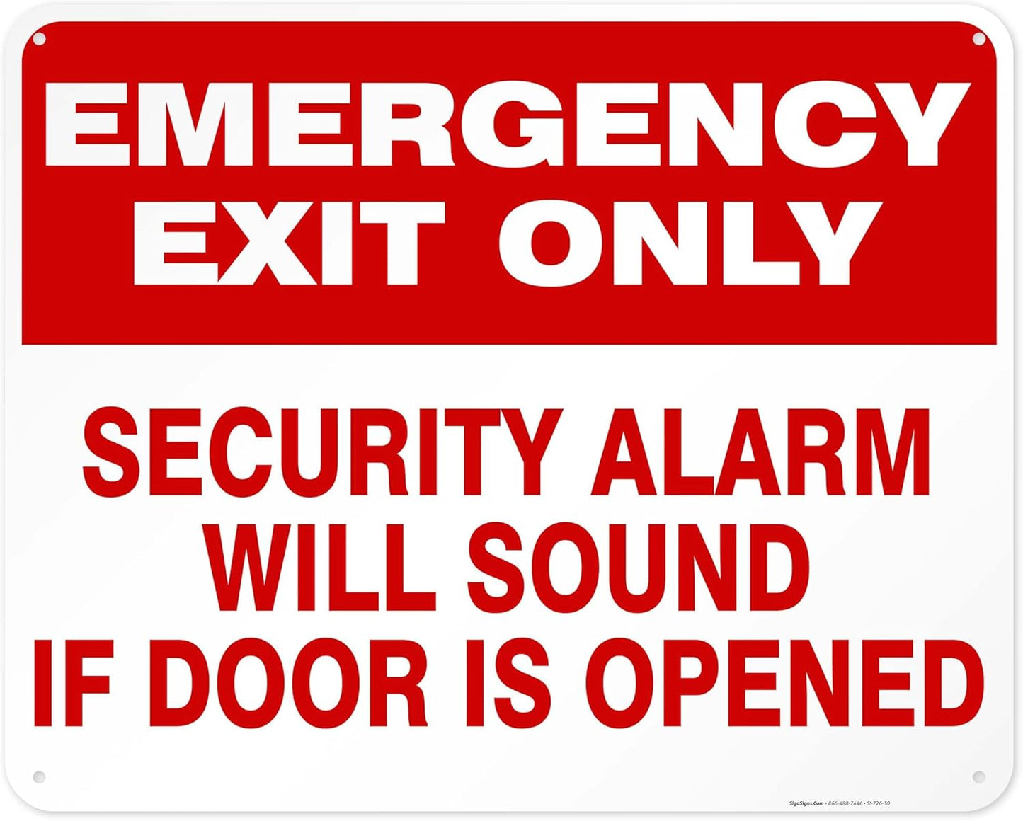 Emergency Exit Only Sign with Security Alarm Warning, 24x30 in