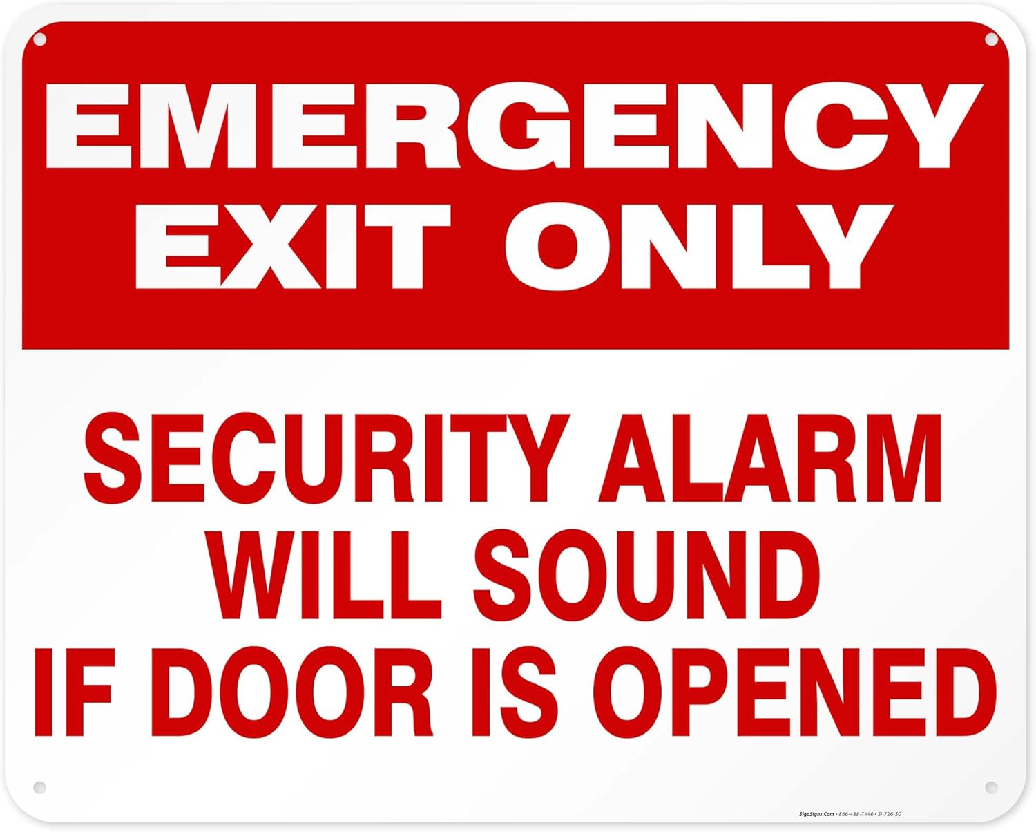 Emergency Exit Only Sign with Security Alarm Warning, 24x30 in