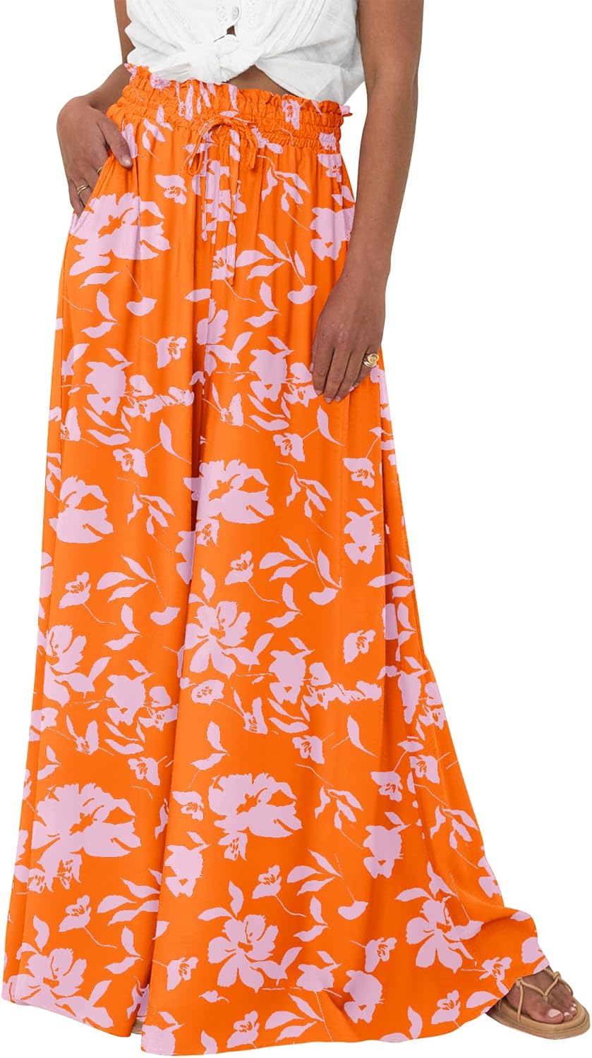 BTFBM Women Casual High Waist Wide Leg Pants for Summer Style