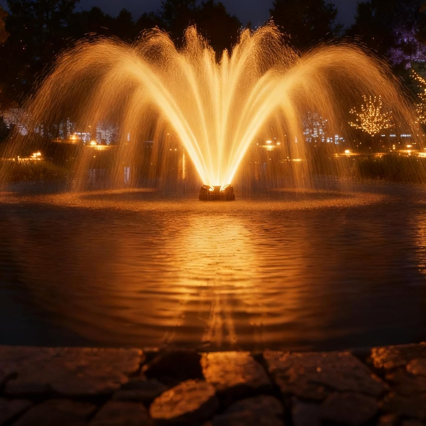 Pond Fountain Aerator with Lights for Large Ponds and Lakes