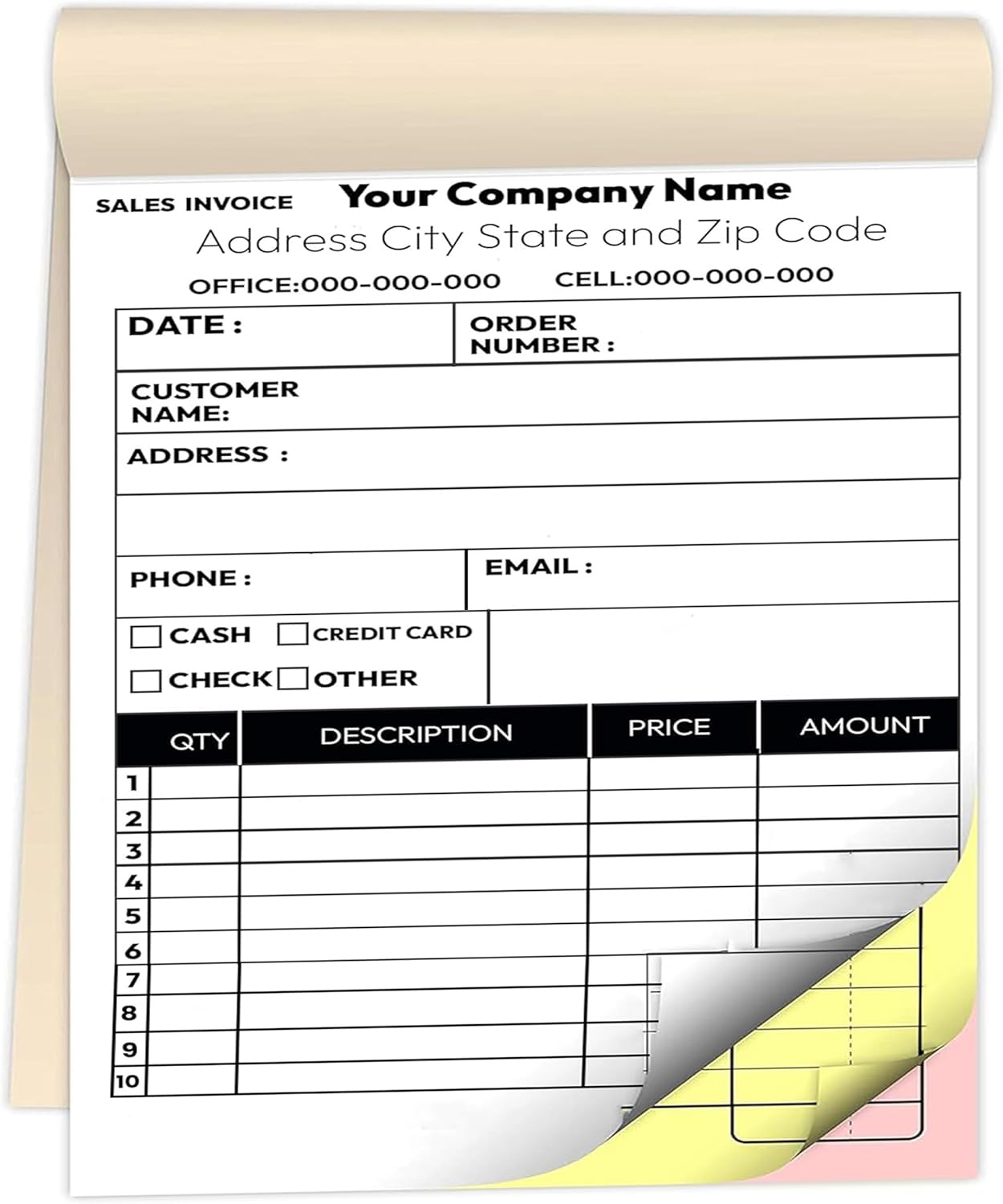 Custom 8.5 X 11 Invoice Receipt Book for Small Business Needs