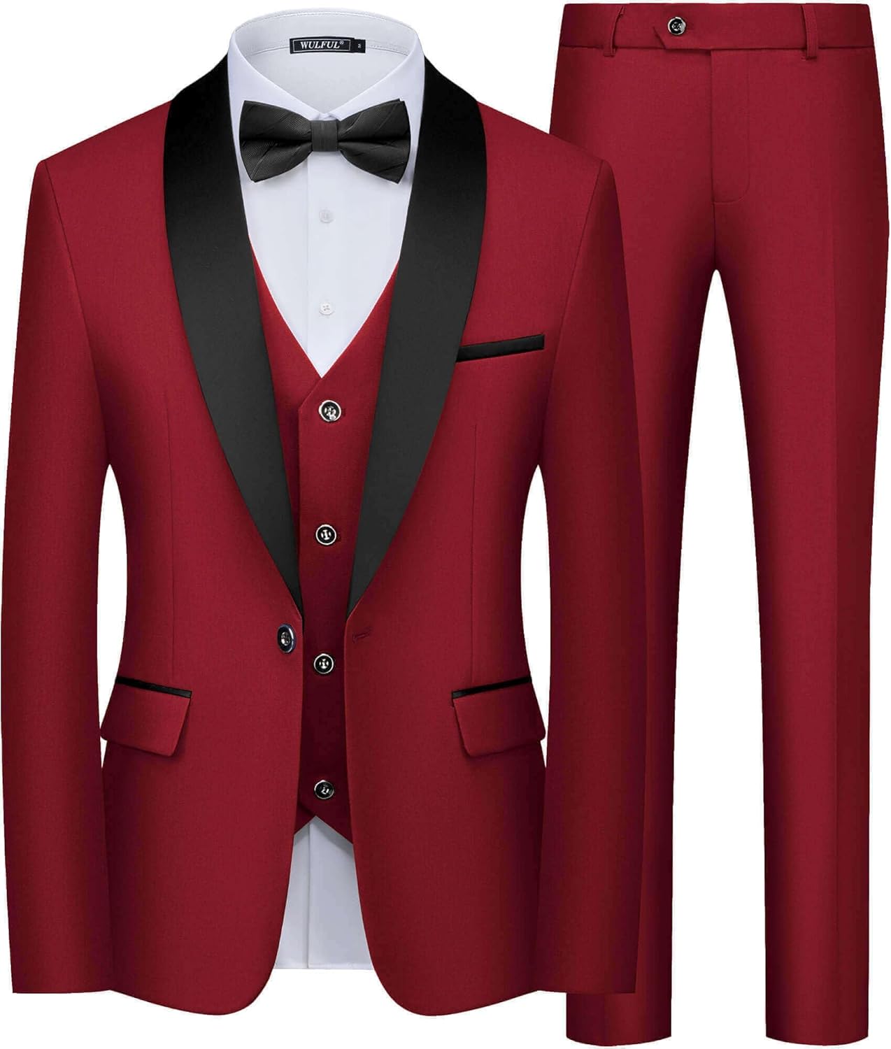 WULFUL Men's Slim Fit Tuxedo Suit Set for Prom and Business