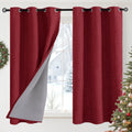 YoungsTex Burgundy Linen Blackout Curtains 42 x 54 in - Room Darkening