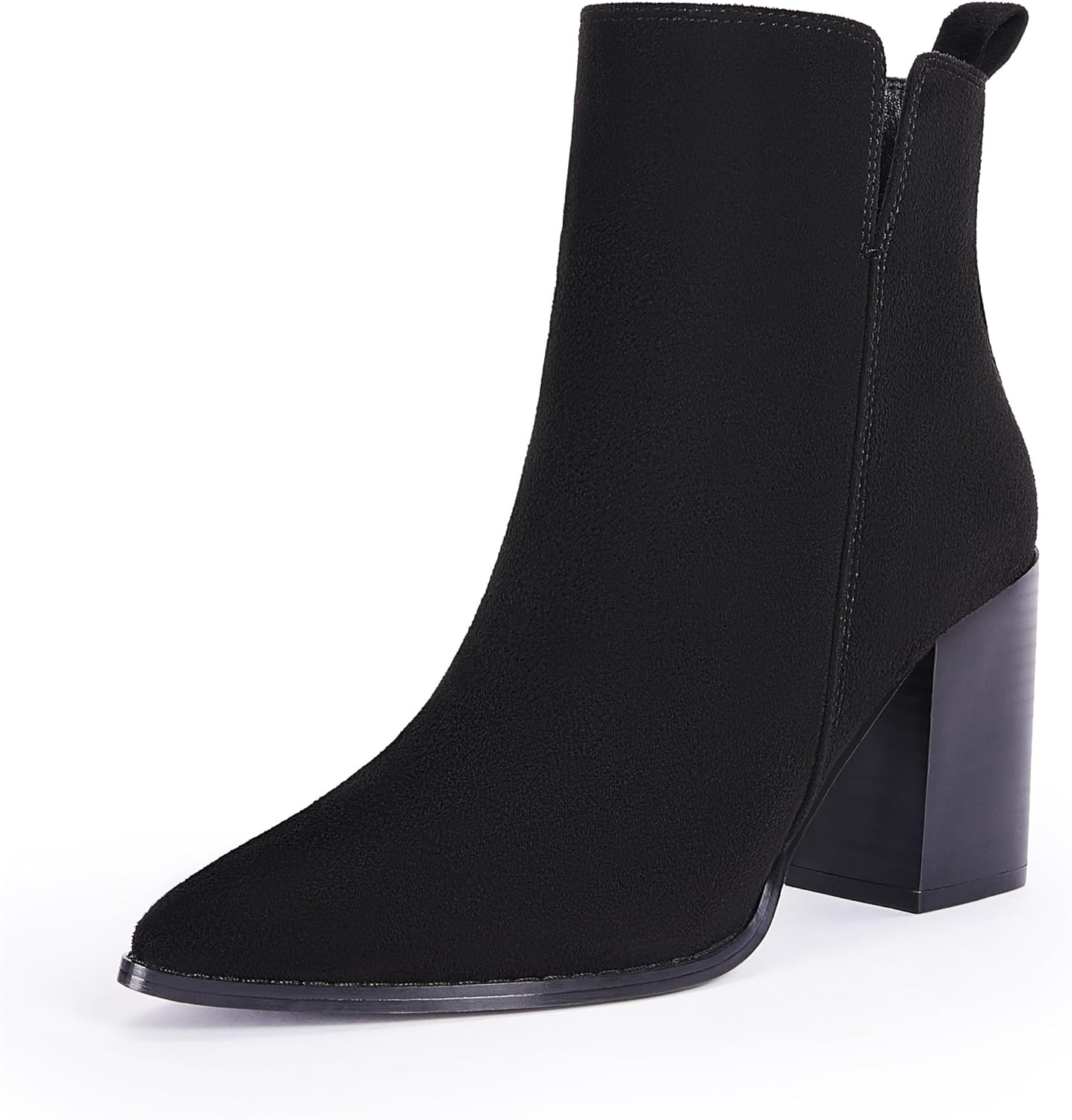 Rilista Womens V Cutout Ankle Boots with Chunky Block Heel