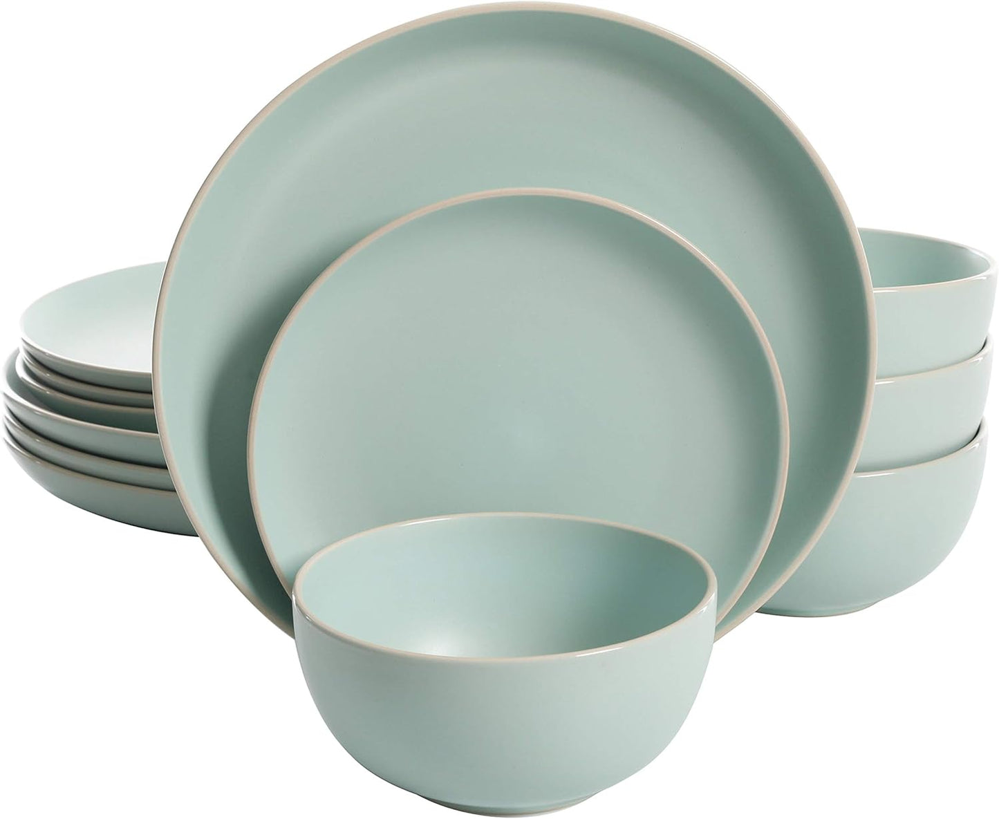 Gibson Home Rockaway Dinnerware Set in Teal Matte for 4