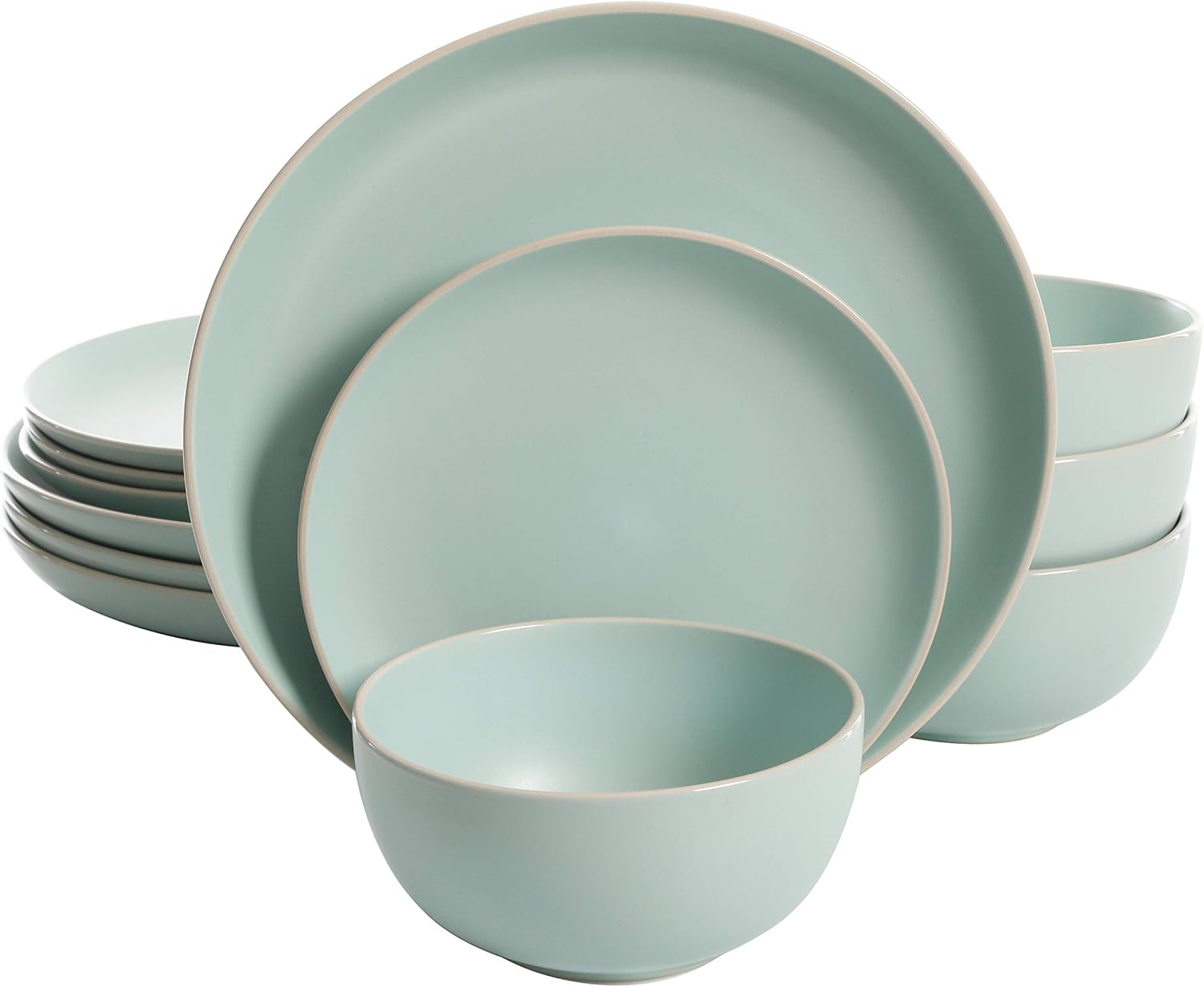 Gibson Home Rockaway Dinnerware Set in Teal Matte for 4