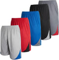 Boys Mesh Basketball Athletic Shorts 5 Pack - Quick Dry Comfort gym