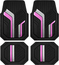 Dual Color Pink Car Floor Mats - Heavy Duty Rubber All-Weather Liner