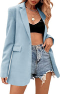 Women's Casual Long Sleeve Lapel Oversized Button Blazer - Work