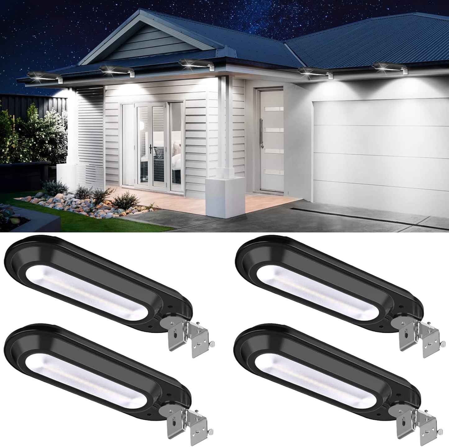 ROSHWEY Solar Gutter Lights 200LM for Outdoor Safety and Style