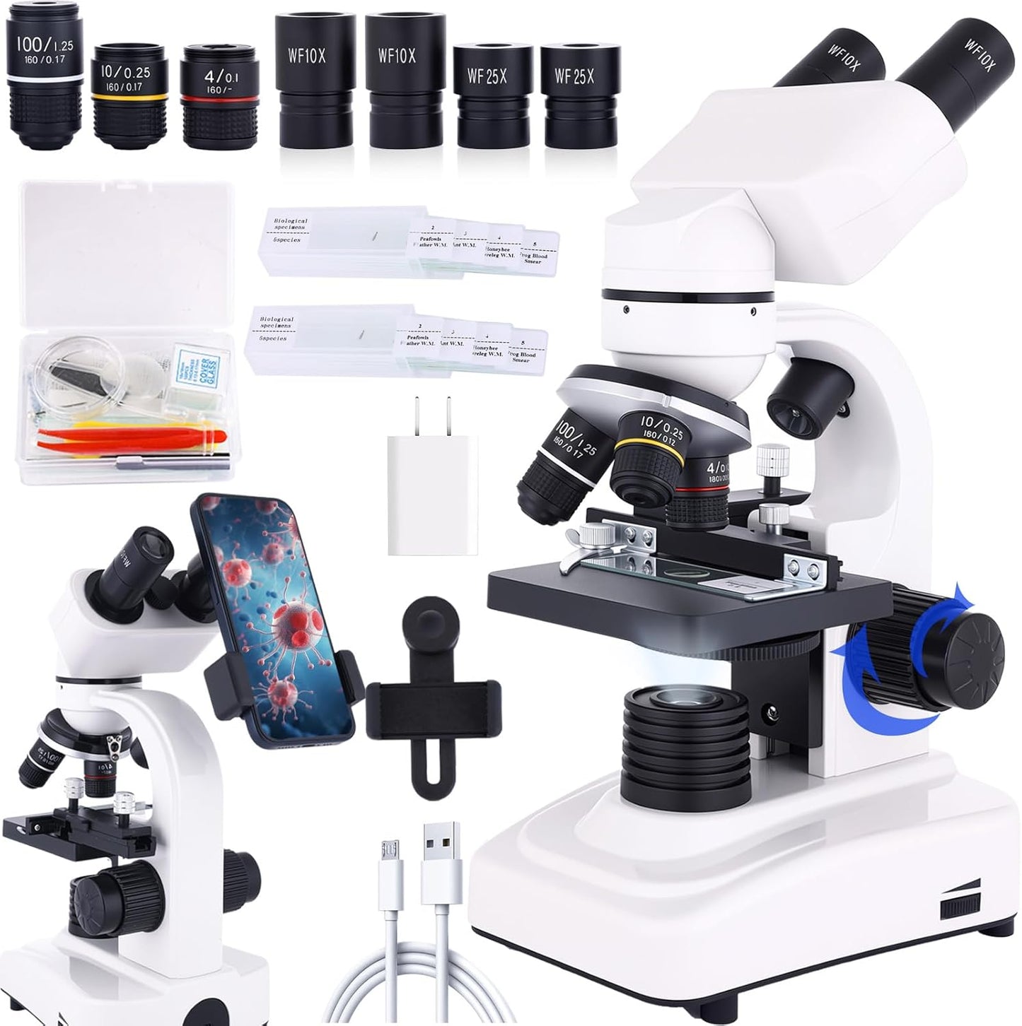 Binocular Microscope with 2500X Magnification for Education