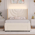 Twin Upholstered LED Bed Frame with Storage Drawer - Princess Style