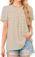 Womens Summer Crewneck Crochet Lace Boho Top - Flowy Casual Shirt