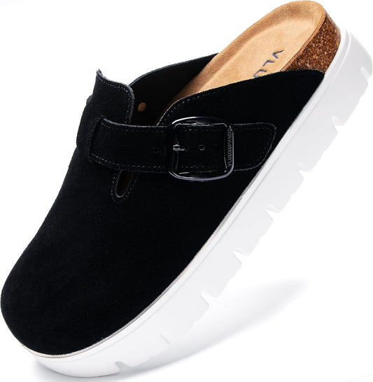 Genuine Suede Clogs for Women with Arch Support and Comfort