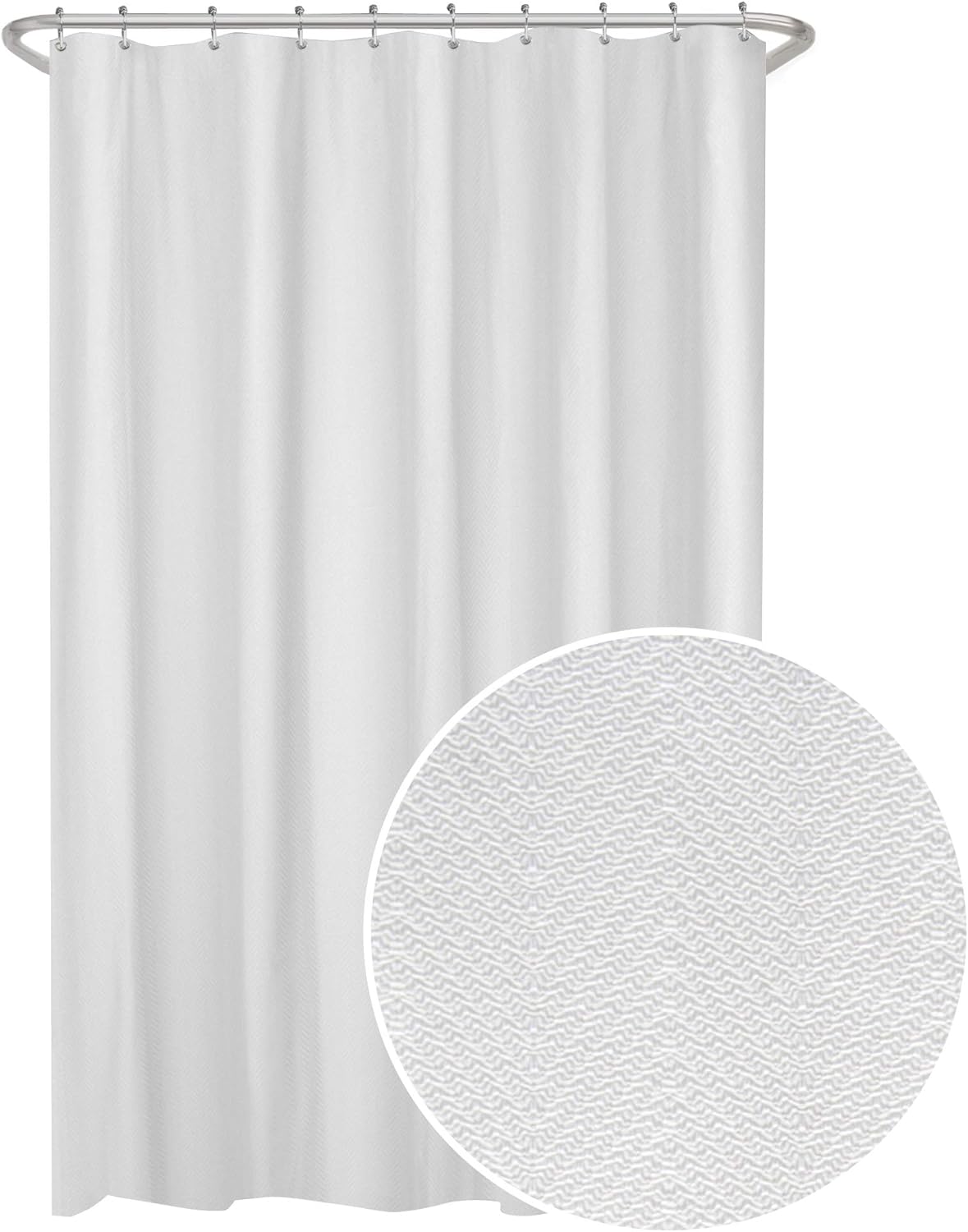 Waterproof Herringbone Shower Curtain, 70 x 72, White