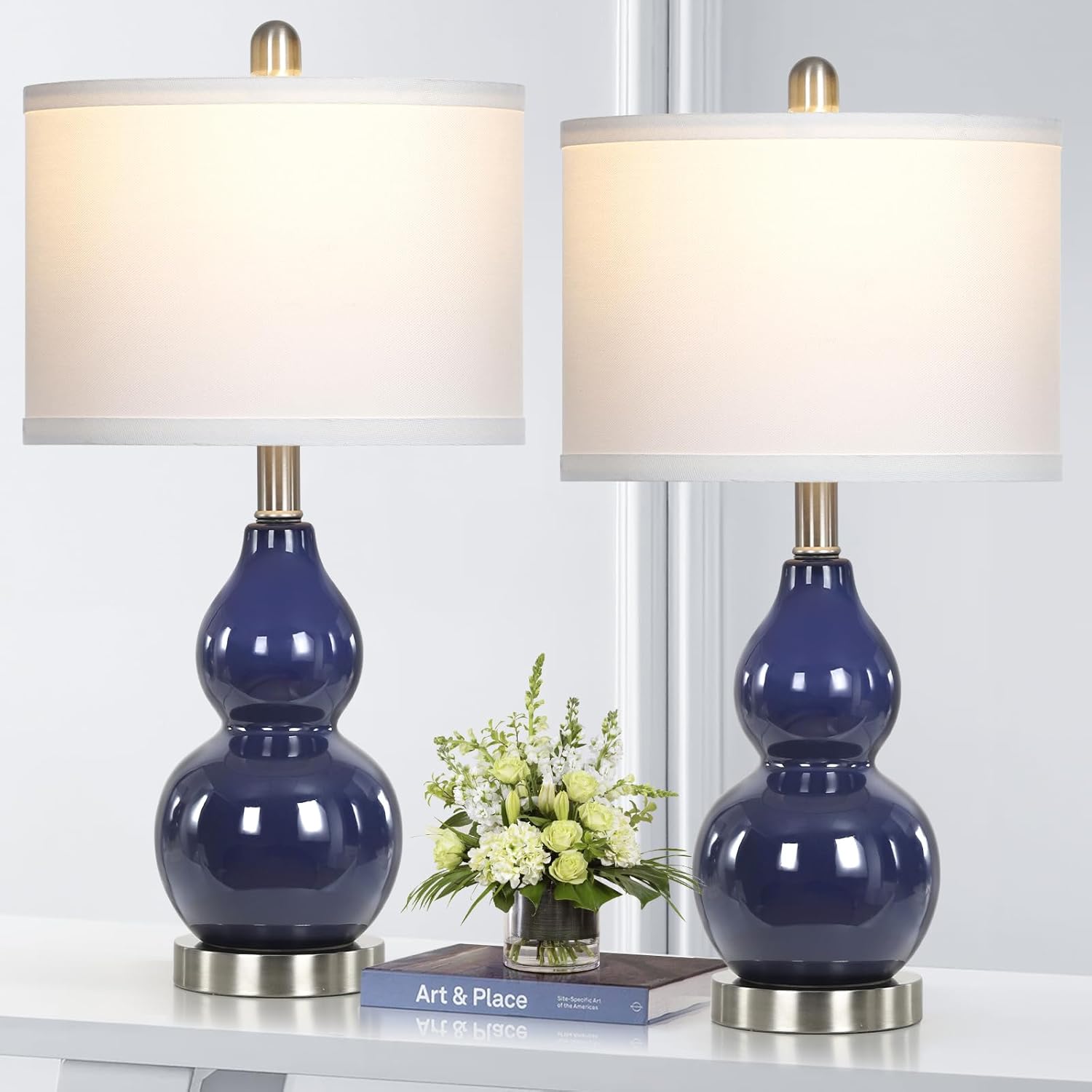 Double Gourd Ceramic Table Lamps Set of 2 for Modern Spaces