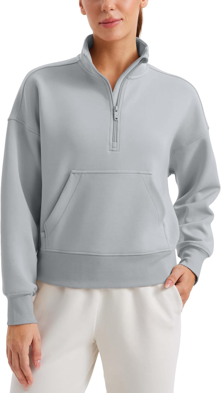 CRZ YOGA SoftAura Half Zip Sweatshirt for Women Workout Tops