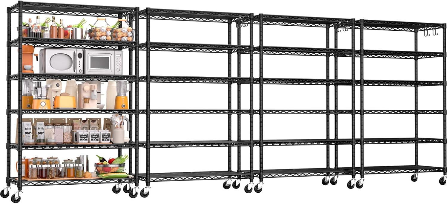 Heavy Duty 6 Tier Wire Shelving with Wheels for Versatile Storage