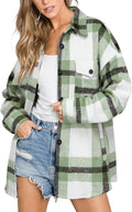 Women's Flannel Plaid Shacket 2025 - Oversized Button Down Jacket