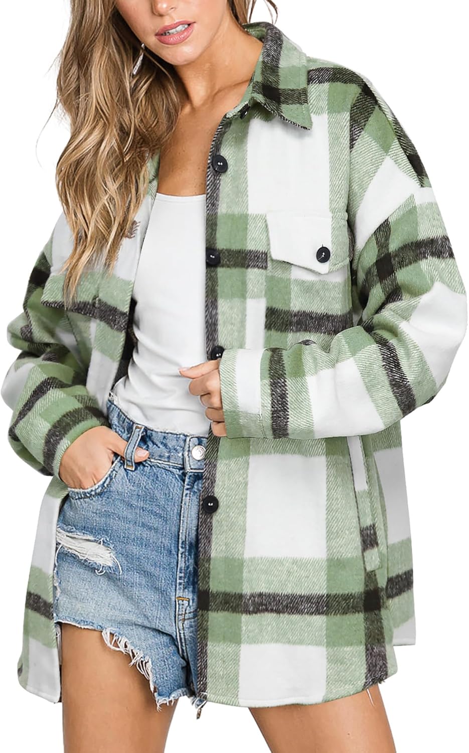 Beaully Women's Flannel Plaid Shacket for Fall Outfits