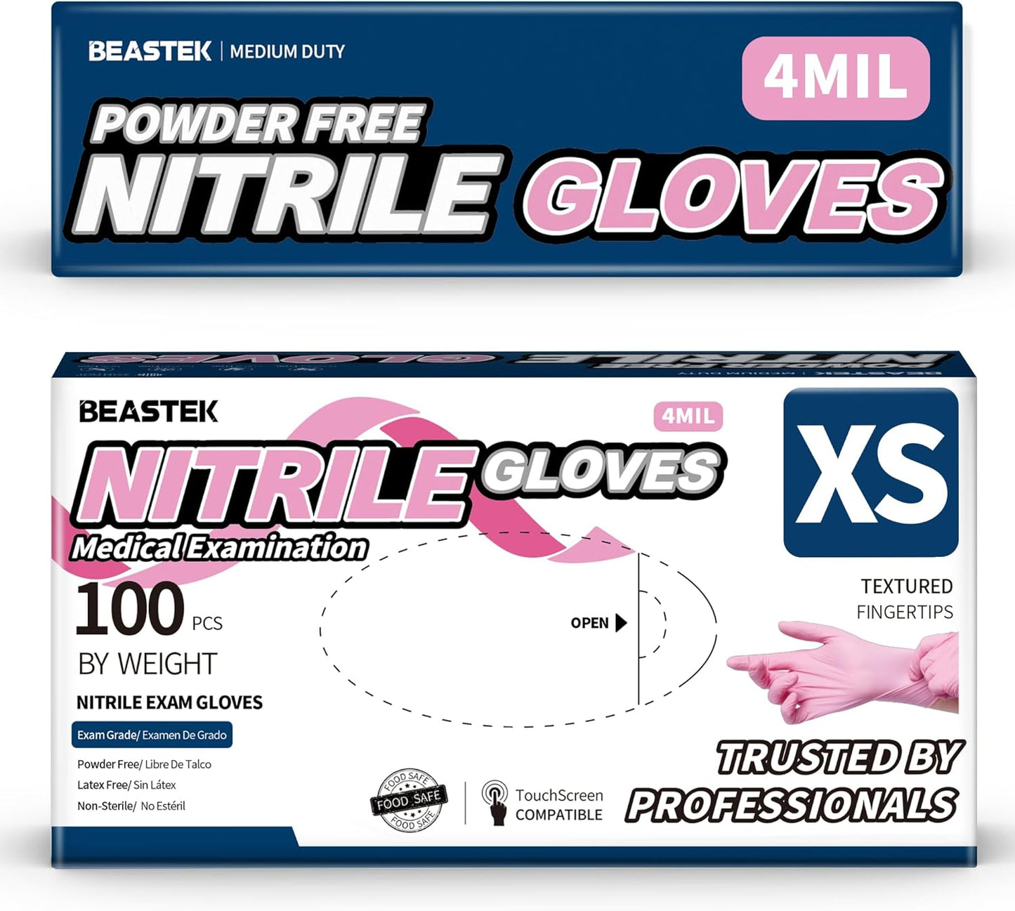 Beastek 4.0 Mil Nitrile Gloves: Medical-Food Safe