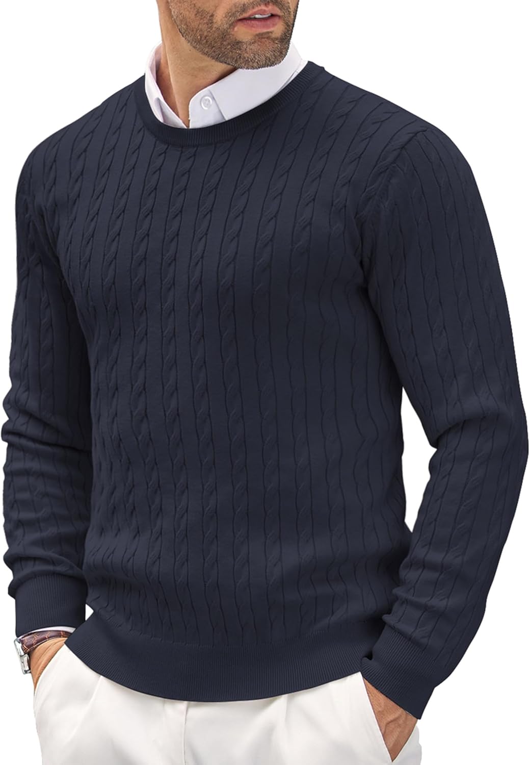 COOFANDY Men's Crewneck Knit Sweater for Stylish Comfort