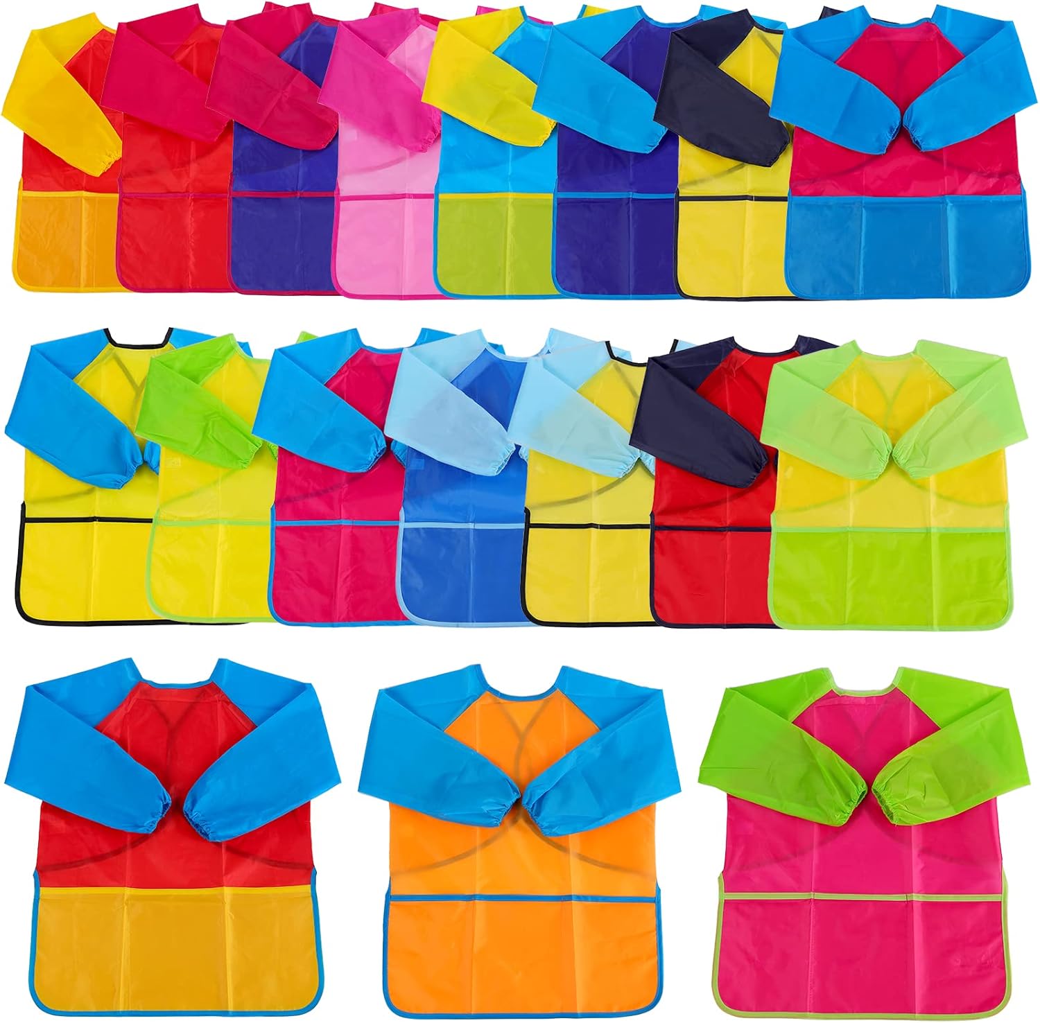 Zkptops Kids Art Smocks Waterproof Painting Aprons for Ages 3-7